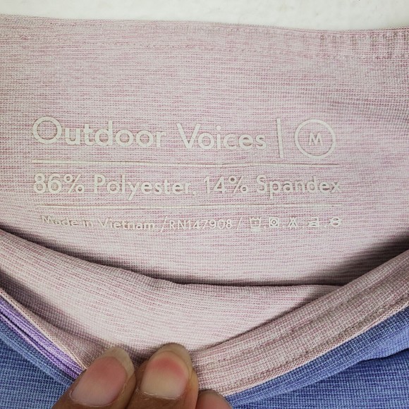Outdoor Voices Tri Color Blue Purple Pink 7/8 Leggings Sz M - Picture 3 of 3